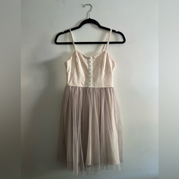 NWOT • Xhilaration Cream Corset + Tulle Dress - Picture 1 of 9